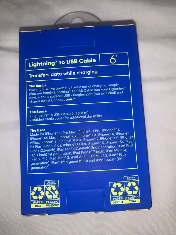 6FT CONNECT ONN BRAIDED USB CHARGING CABLE LIGHTING & USB-C gallery