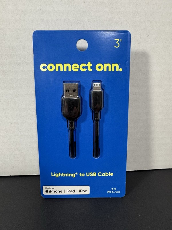 Connect Onn Lightning USB Charging cable MFi Certified for Apple iPhone iPad