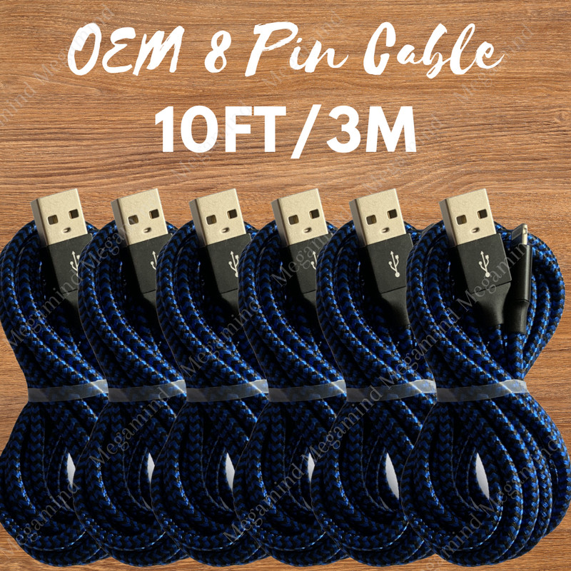 3/6Pack USB Fast Charging Cable 10FT For iPhone 14 13 12 11 8 iPad Charger Cord