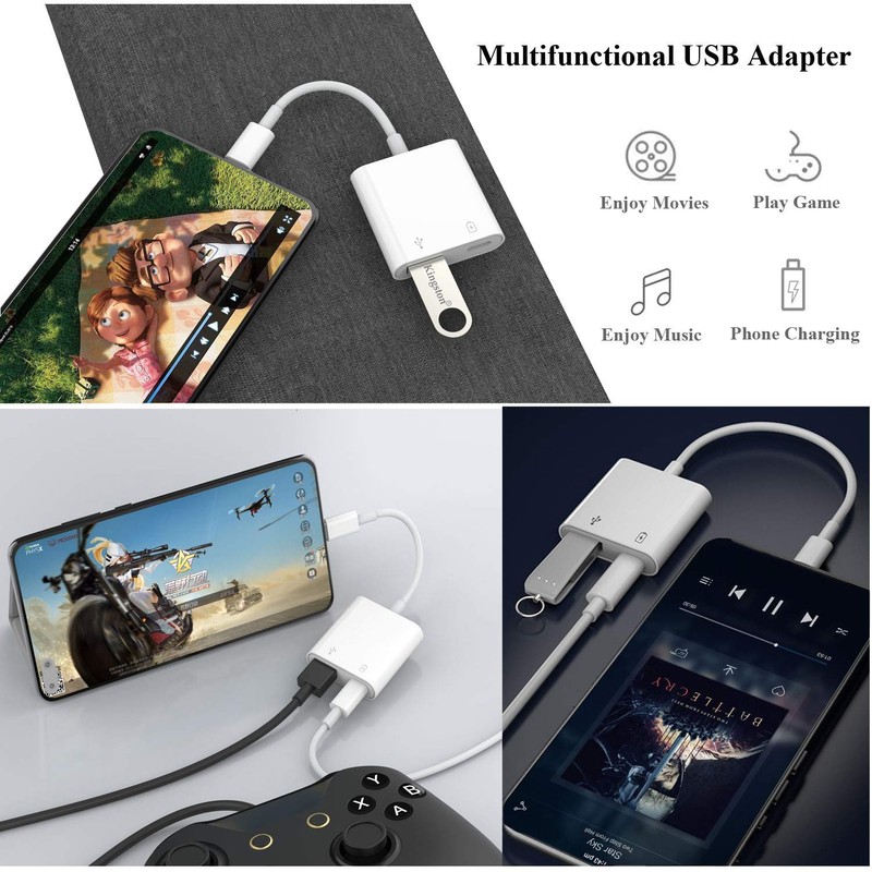 USB C OTG Adapter with Power, 2 in 1 USB C to USB Female with PD 60W Charging gallery