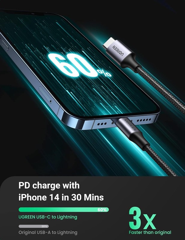 Ugreen USB C to Lightning Cable 3ft MFi Certified PD Fast Charge iPhone iPad gallery