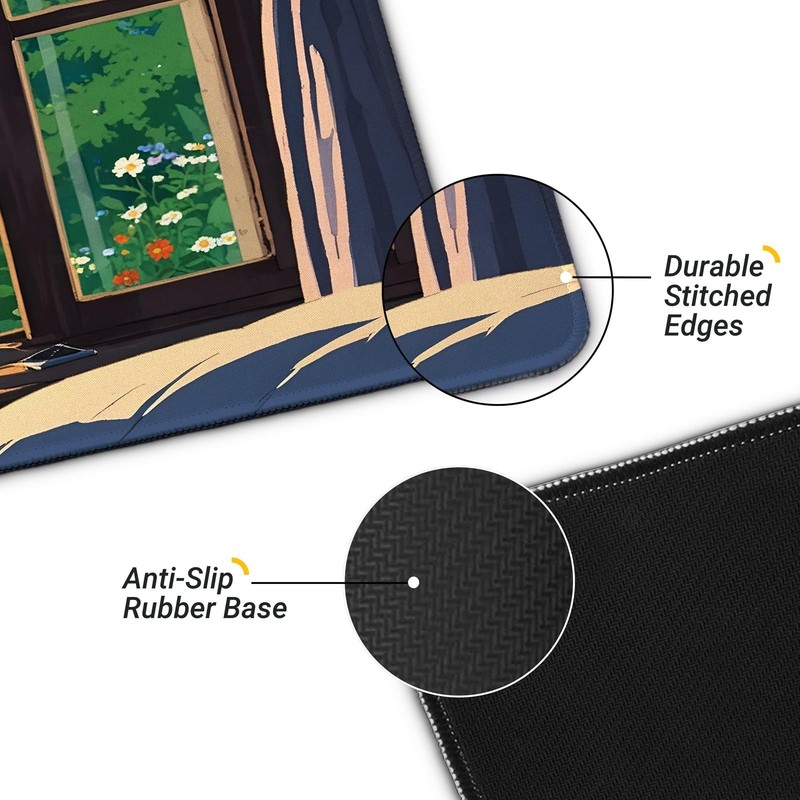 Black Cat Perched on a Windowsill Gaming Mouse Pad with Non-Slip Rubber Base,... gallery