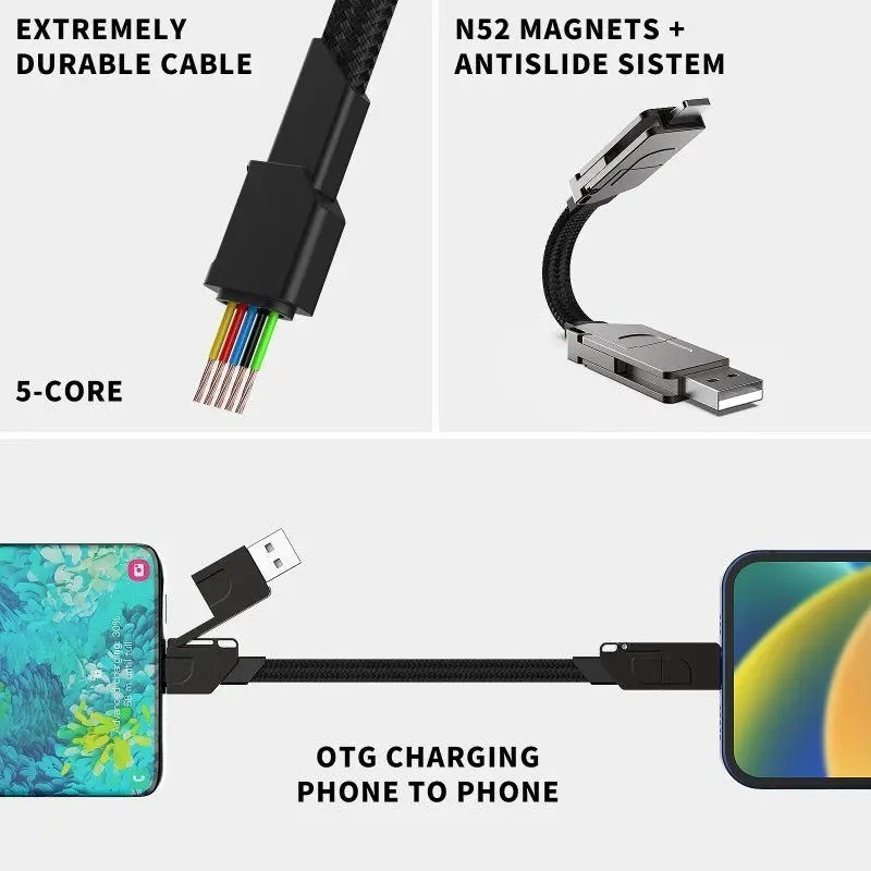 Magnetic Fast Charging Cable Keychain USB-C Multi Connector 60W PD QC Cord gallery