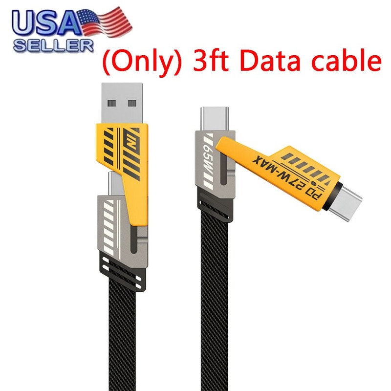 4 in 1 PD 27W Multi Data Charger Charging Cable USB A Type C For iPhone Samsung