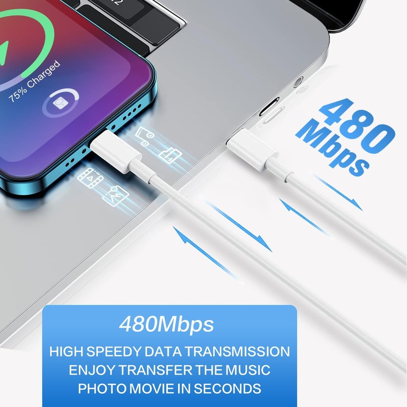 Fast-Charging-Cord [MFi Certified],20W PD USB C Wall Charger and 2-Pack(6ft+1... gallery