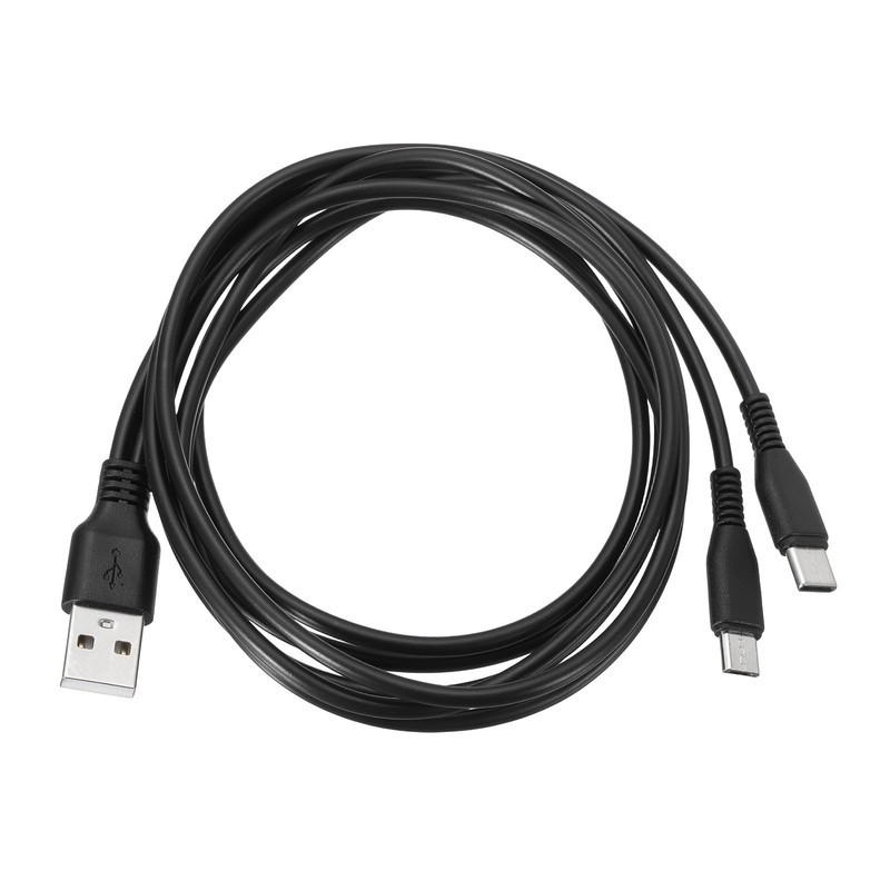 40 Inch Black Multi USB A to Micro USB and USB Type C 2 in 1 Splitter for Phone