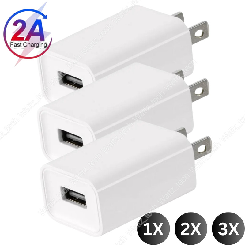 1/2/3 Pack USB Wall Charger Power Adapter 5V 2A For iPhone Samsung Charging Plug