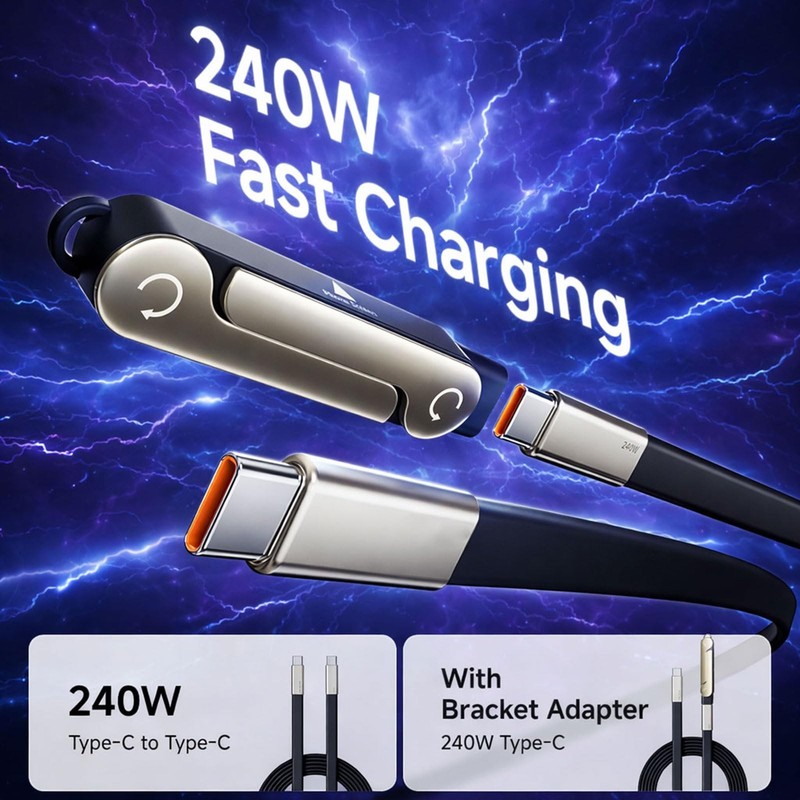 Invisible Holder Charger Cable with Stand, 2-in-1 Detachable Phone Stand & Du... gallery