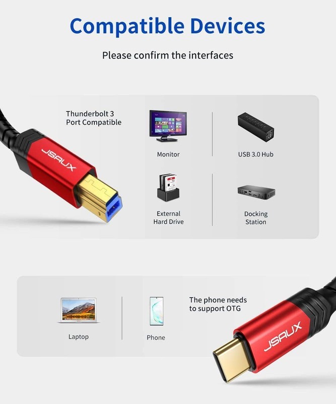USB 3.0 Printer Cable Compatible with Docking Station gallery