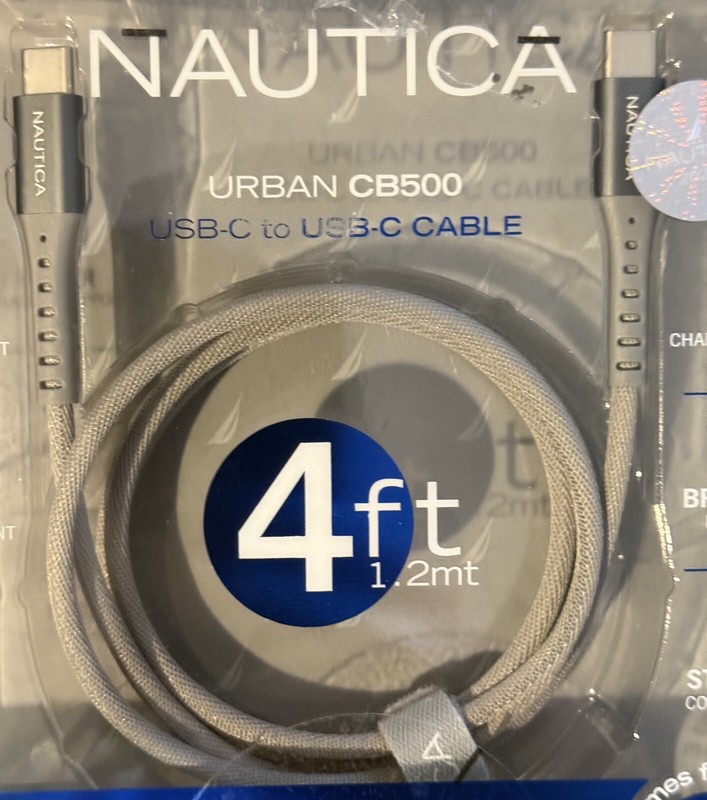 Nautica Urban 4ft Braided Gray USB-C To USB-C 65Watts Hyper Charge Cable * CB500 gallery