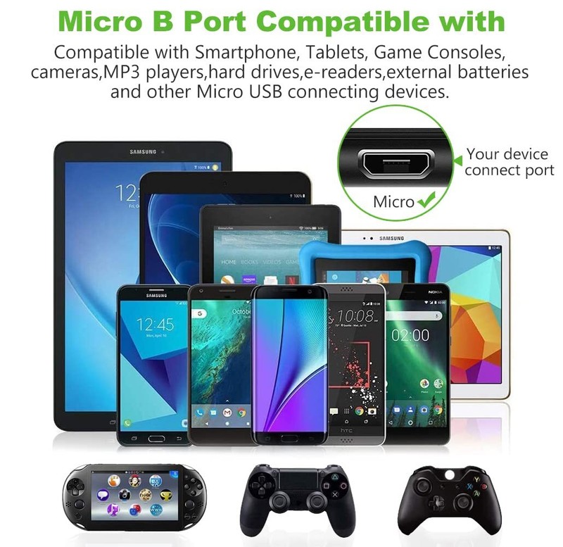 3-Pack Micro USB Fast Charger Data Sync Cable Cord Samsung LG HTC Android gallery