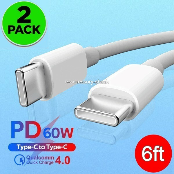 (2 Pack) 6FT Type USB-C to USB-C Cable Fast Charging PD Cord Rapid Charger OEM