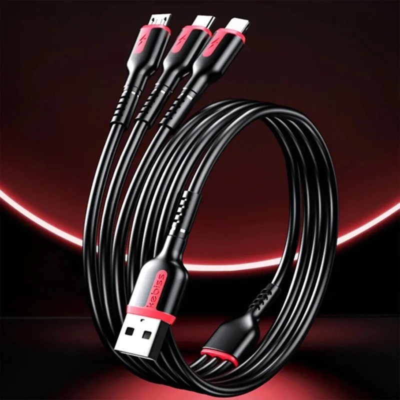 66W 6A 3 in 1 Fast Charge Type C Cable Micro USB Cable For Motorola Moto G Play gallery