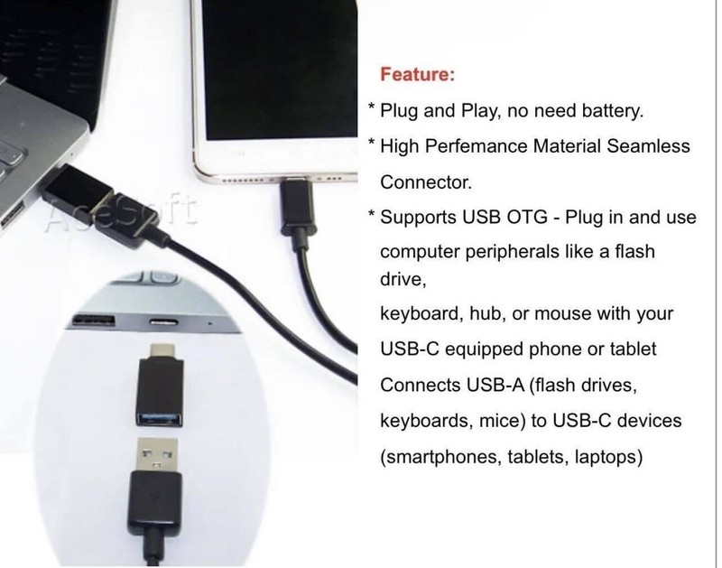 USB C Male to USB Type A Female Adapter Sync Data Hub OTG Function Type USBC 10P gallery