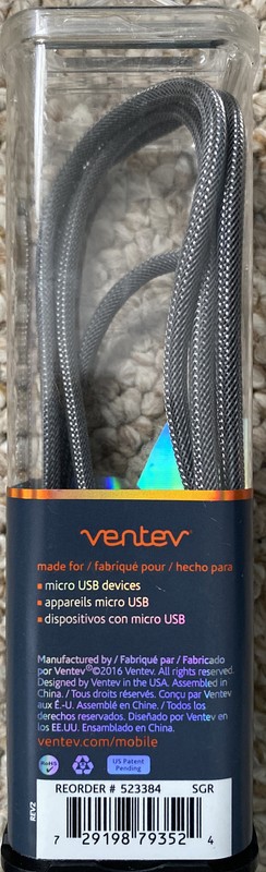 Ventev 4Ft Charge Sync Cable for Micro USB Devices Cable - Steel Gray gallery