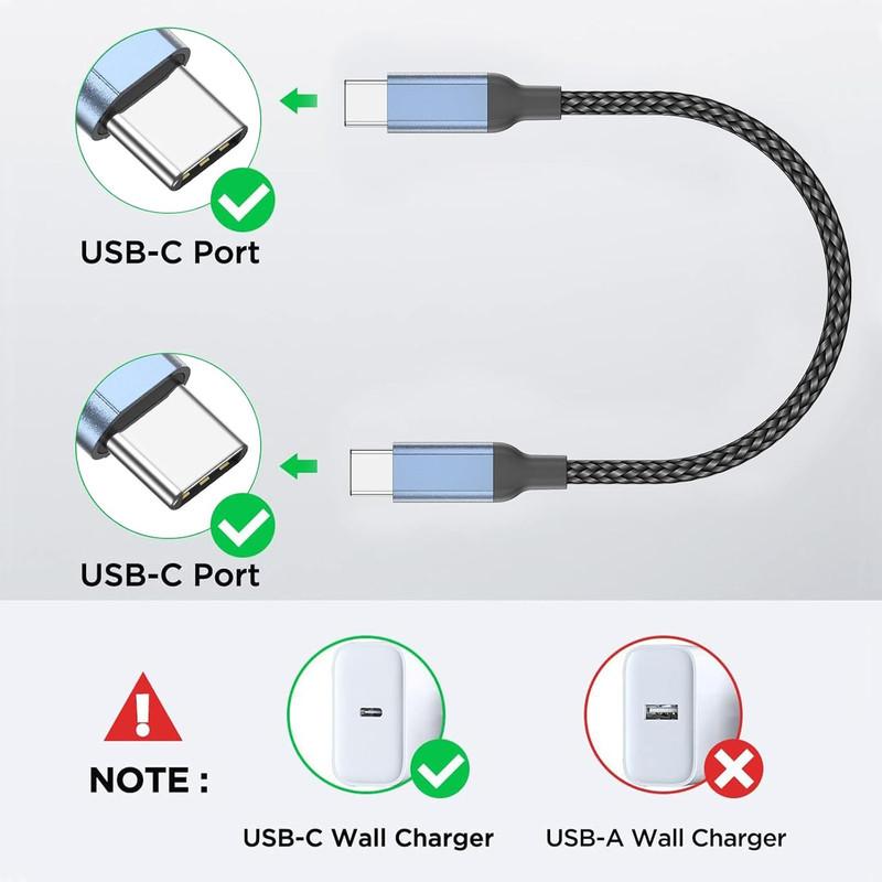 1 Foot USB C to USB C Cable, 2Pack Braided USB-C to USB-C Cable 1Ft Fast gallery