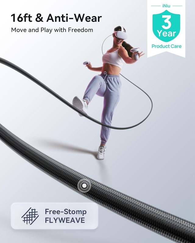 High-Speed 16ft USB 3.0 Link Cable for Meta Quest | Safe Charging & Durability gallery