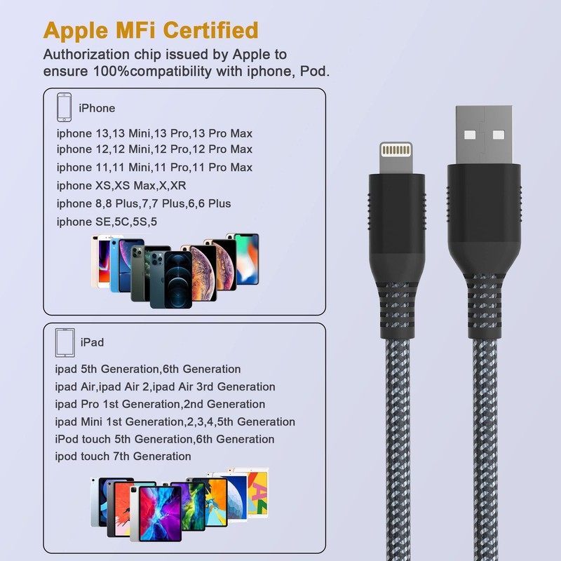 iPhone Charger 26FT/8M [Apple MFi Certified] Lightning Cable Extra Long iPhon... gallery