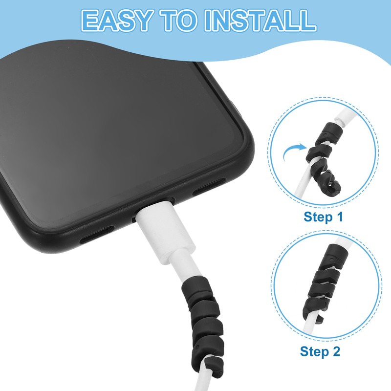 24Pcs Charger Cable Protector, Flexible Spiral Wire Cord Saver Organizer, Black gallery