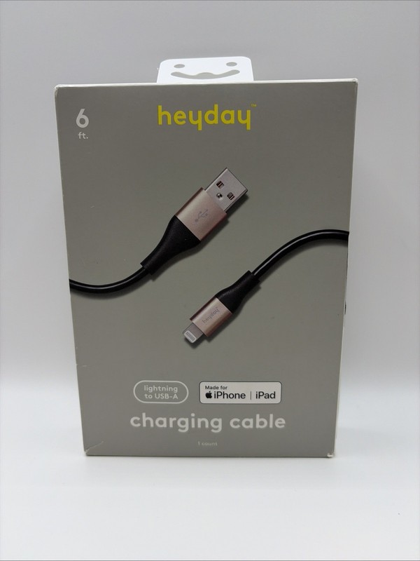 heyday Lighting to USB-A Round Cable MFi certified 6FT Rose Gold ~ Sealed