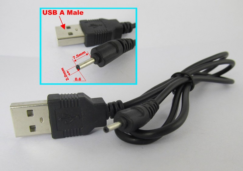 4pcs 70cm USB 2.0 A Male to 0.6 x 2.0mm Male Plug 5V DC Power Charger Cable gallery
