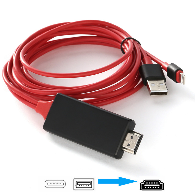 iPhone to HDMI TV Mirroring Cable Adapter For iPhone X 11 12 13 14 Pro Max Plus gallery