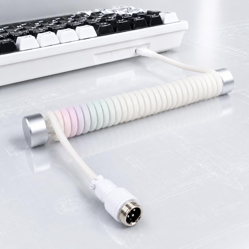 Coiled Keyboard Cord with Keyboard Cable Organizer, Detachable Metal Aviator,... gallery