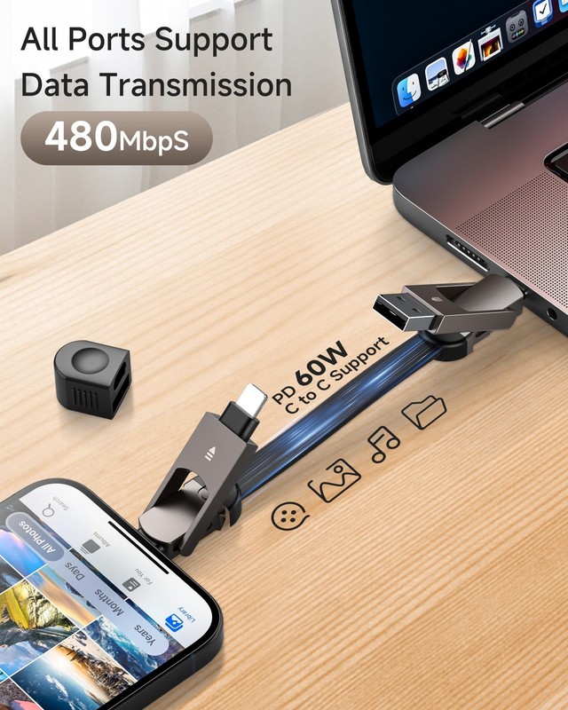 6-in-1 Keychain USB C Charger Cable, 60W Fas Charging Portable Universal Char... gallery