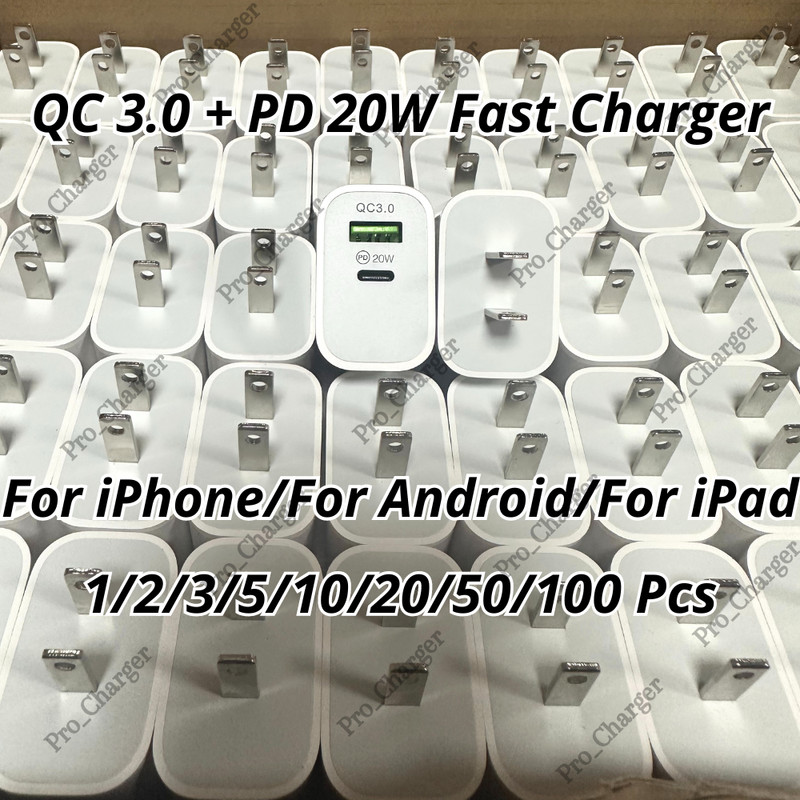 PD 20W QC 3.0 Fast Charger USB C Power Adapter Block Lot For iPhone iPad Android