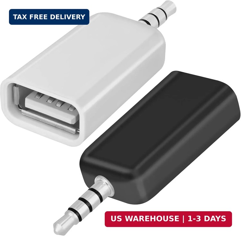2 Pack AUX to USB Adapter, USB A Female to 3.5mm Male Audio Converter Jack Plug gallery