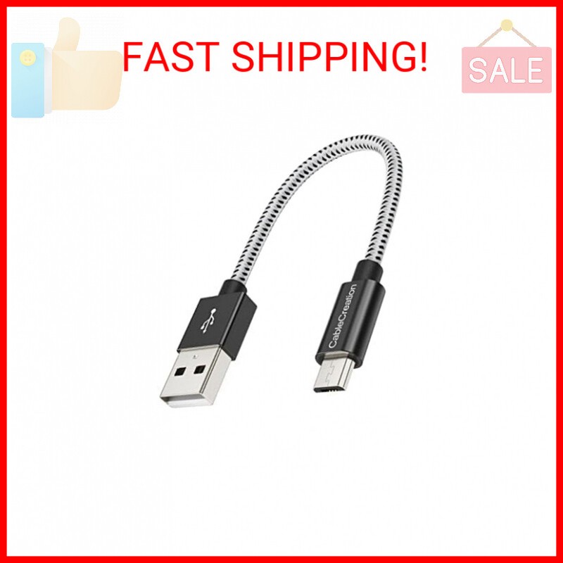 CableCreation Short Micro USB Cable, USB to Micro USB 24 AWG Triple Shielded Fas