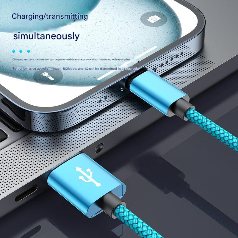 Universal USB A to Type-C Nylon Braided Cable Matte Aluminum Connector Cord gallery