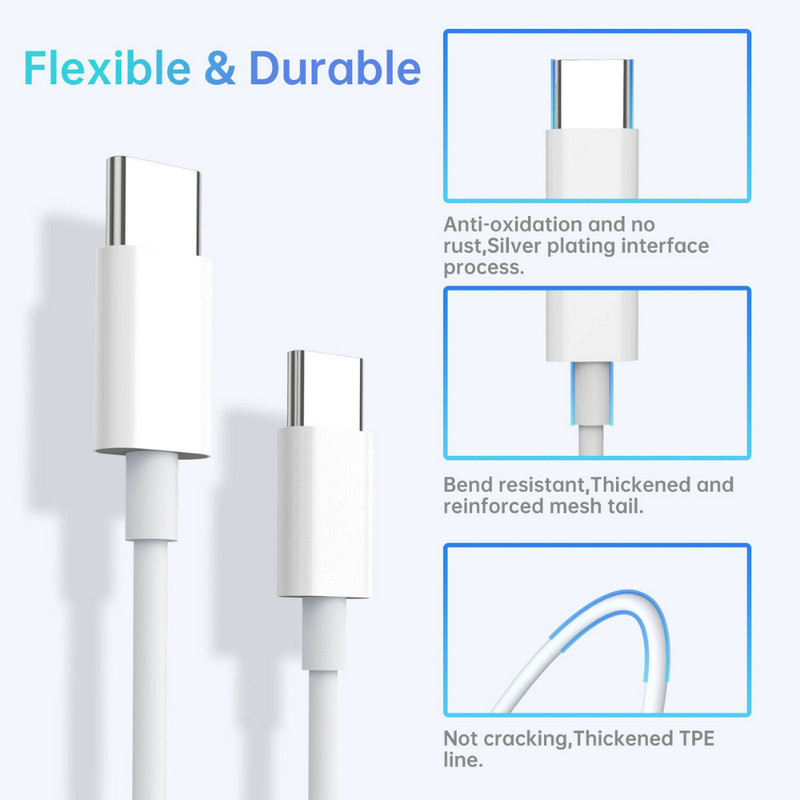For iPhone 17/16/15 Samsung 60W USB-C to USB C Cable Fast Charger PD Cord Lot gallery