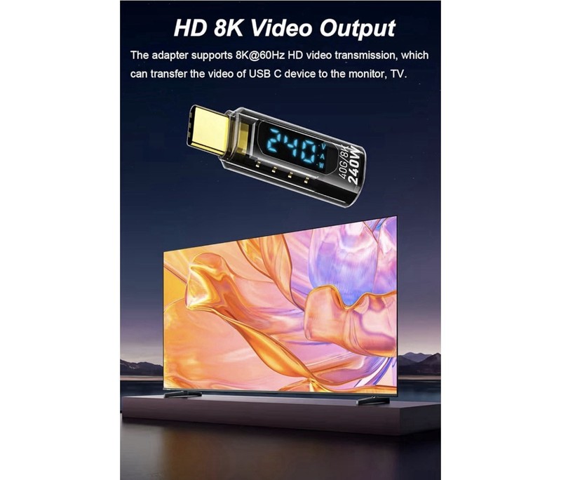 USB C Adapter w/Digital Display PD 240W USB-C Male~Female Connector iPhone15 gallery