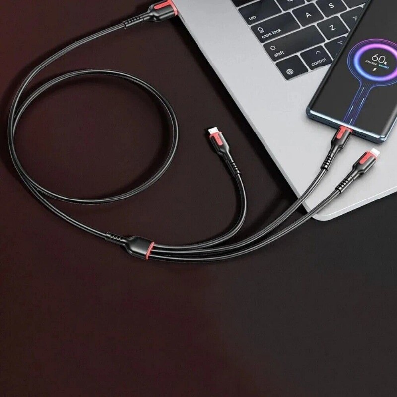 66W 3 in 1 Fast Charging Cable Type C Cable Micro USB Cable For iPhone Samsung gallery