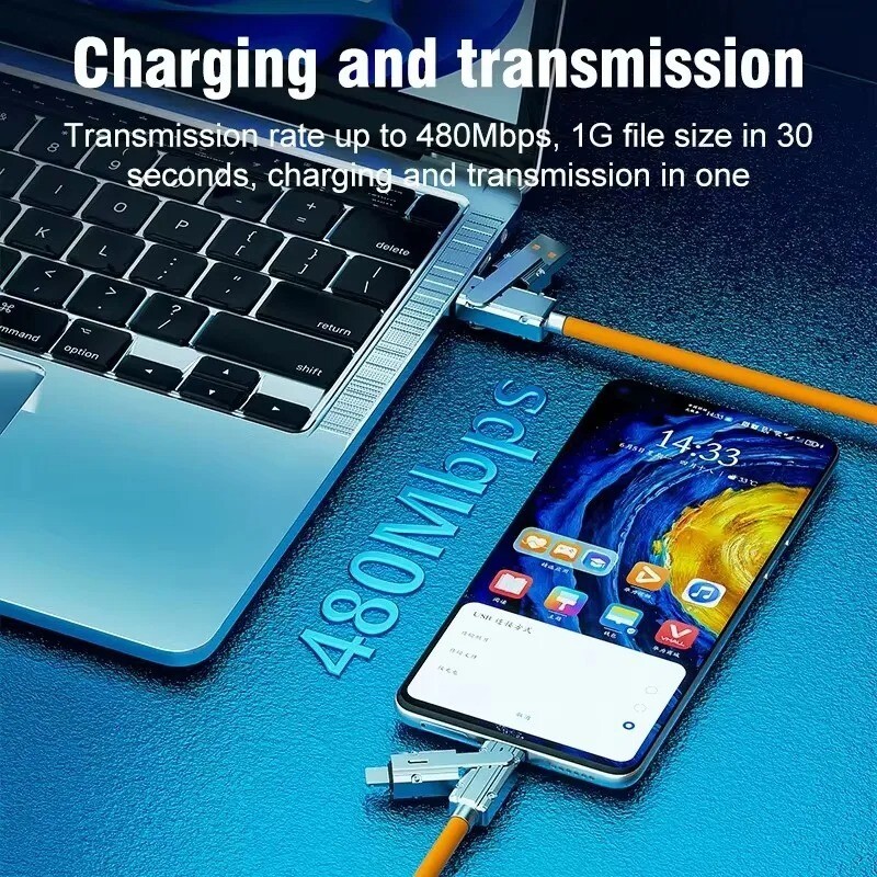 4 In 1 120W USB Type C to Type C Cable for Honor Huawei 3 IN 1 PD 100W Fast Char gallery