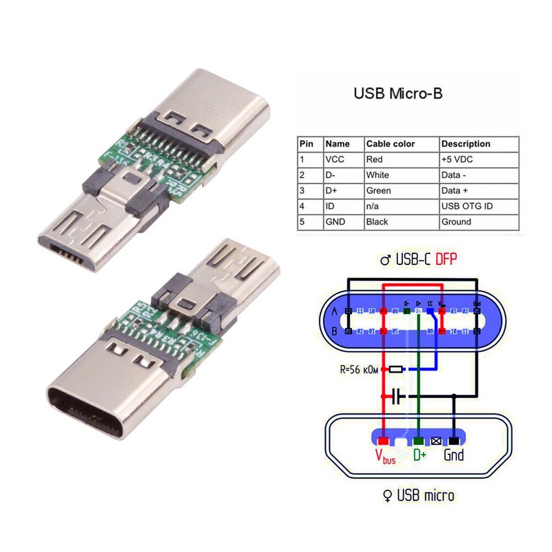 CY 5pcs/lot Micro USB 2.0 5Pin to USB Type-A/C Power Data with PCBA for Laptop gallery