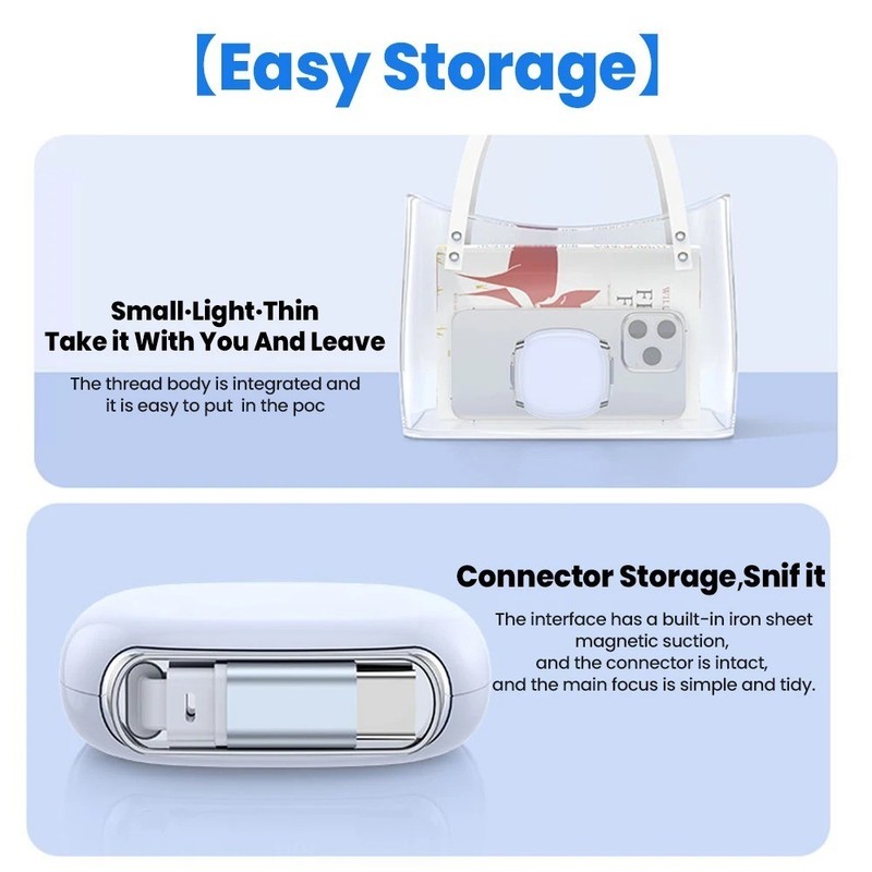 100W USB-C to USB-C Retractable Charger Cable Fast Charge Data Wire gallery
