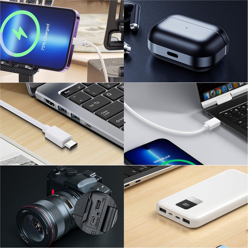 2 PCS USB Type C Male Plug 2 Pin Bare Wire Extension Power Cable 1 FT 20AWG 5V gallery