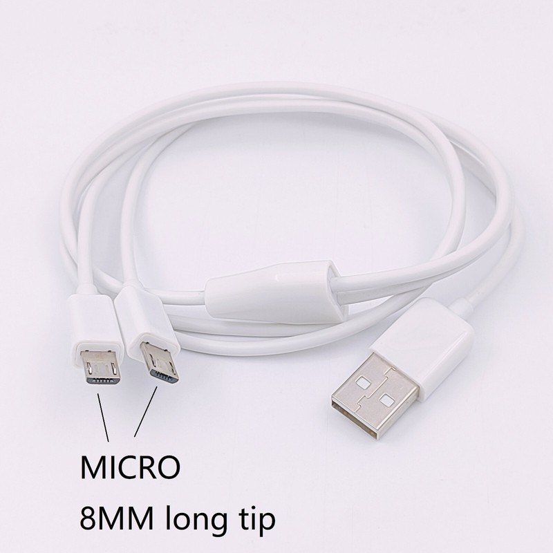 Micro USB Splitter Cable 2 in 1 USB to Dual Micro USB Male Charging Cord white