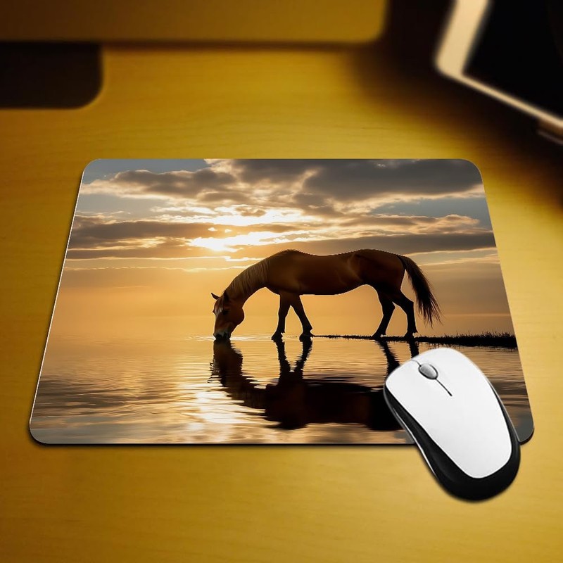 Gaming Mouse Pad Horse Nature Scenic Photo Non-Slip Rubber Mouse Pad for Comp... gallery