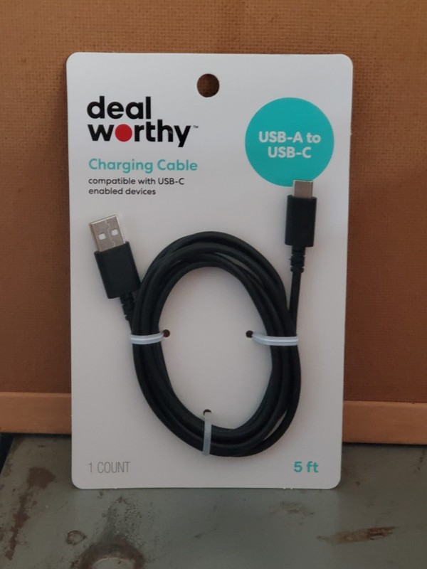 Deal Worthy USB-A to USB-C Charging Cable Compatible w/ USB-C Devices – 5 Ft NEW