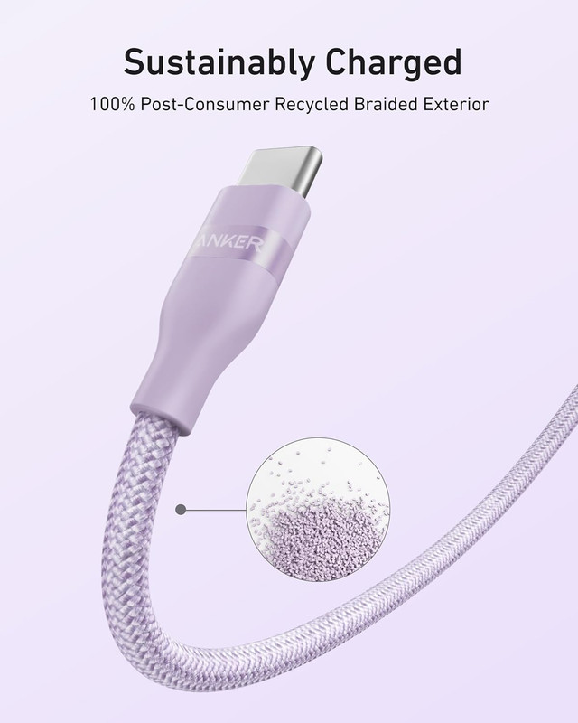 Anker Nano USB C Cable, 240W Flexible Multi-Color Braided Cord, Fast Charging gallery