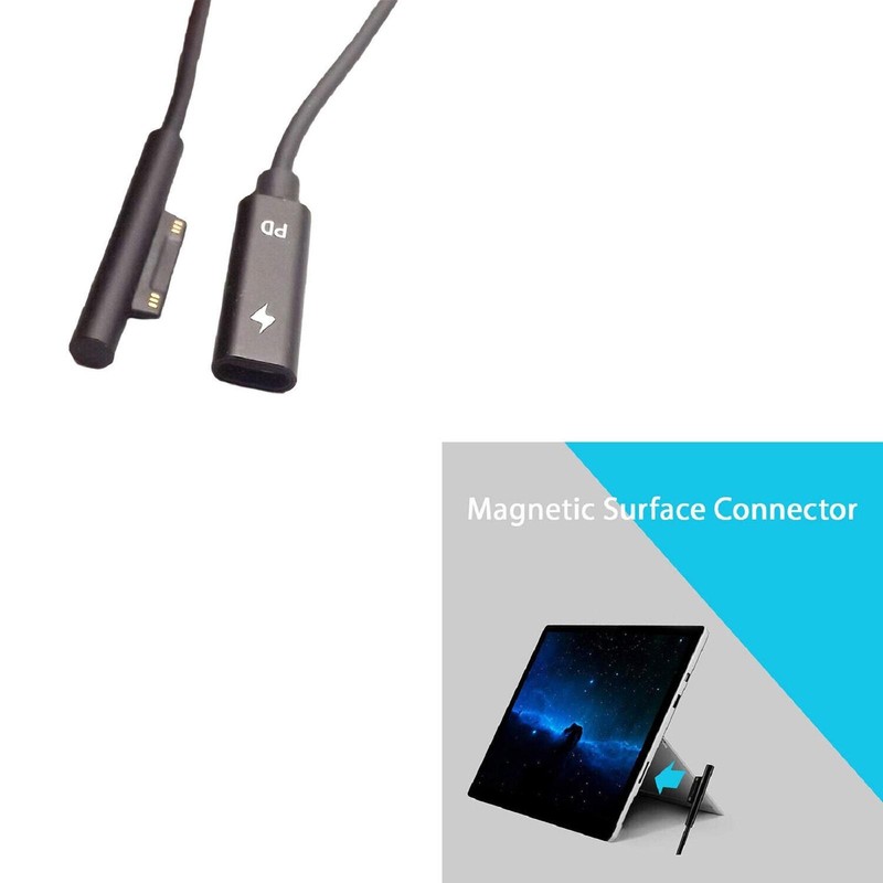 USB-C Female PD Charger Adapter Cable Cord For Microsoft Surface Pro 6/5/4/3/Go gallery