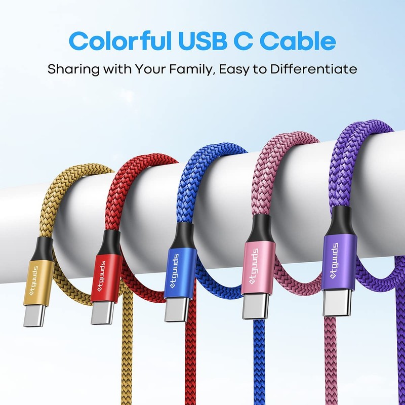 USB C Cable 10ft, 5-Pack USB to USB C Charger Cable, Fast Charging Cord Type ... gallery