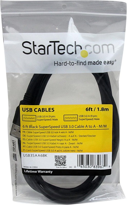 6 ft USB 3.0 A to A Cable Black 5000 Mbps Data Transfer for PCs and Servers gallery