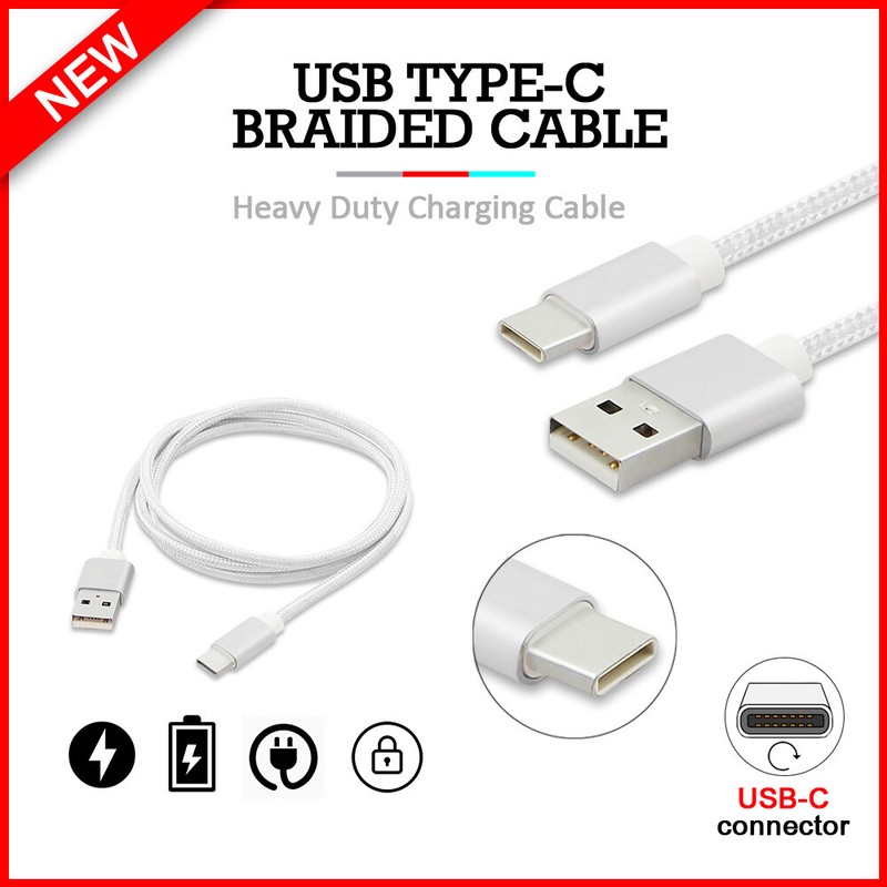 B2G1 Free USB Type-C 6FT Braided Charger Cable Cord for TCL 10L/10 Pro/10 5G UW