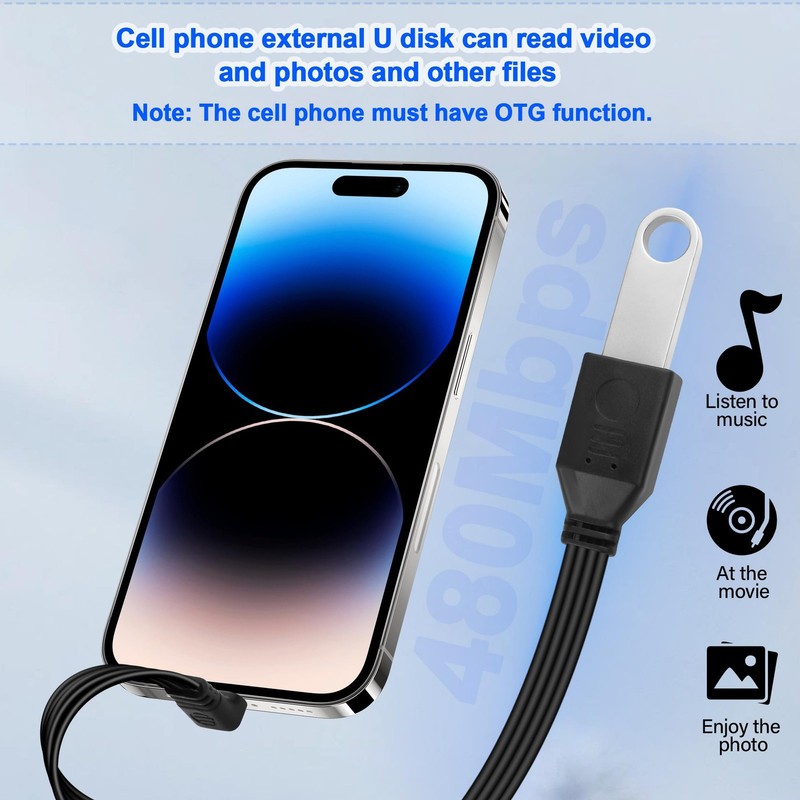 90 Degree Right Angle USB C2.0 Cable Type C to USB Female OTG Adapter Cable U... gallery