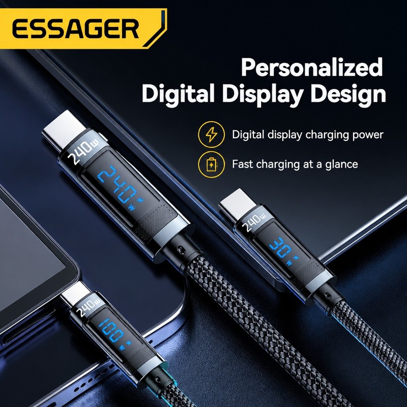 USB C Cable Essager 240W 100W PD 3.1 Fast Charging MacBook iPhone Samsung PC gallery