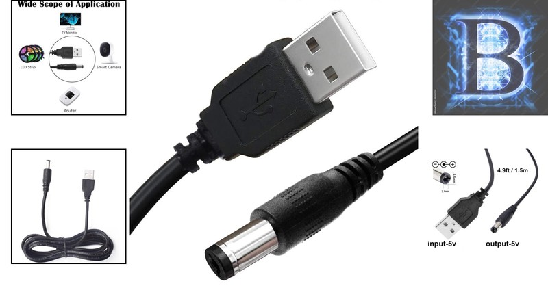 Versatile 5V USB to DC Power Cable 4.9ft - Safe Connection for Electronics gallery